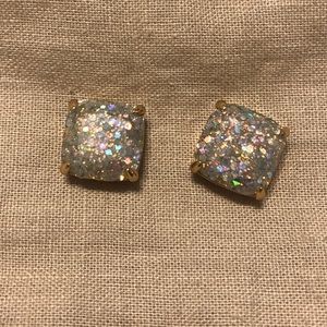 KATE SPADE Square Gold and Silver Glitter Earings